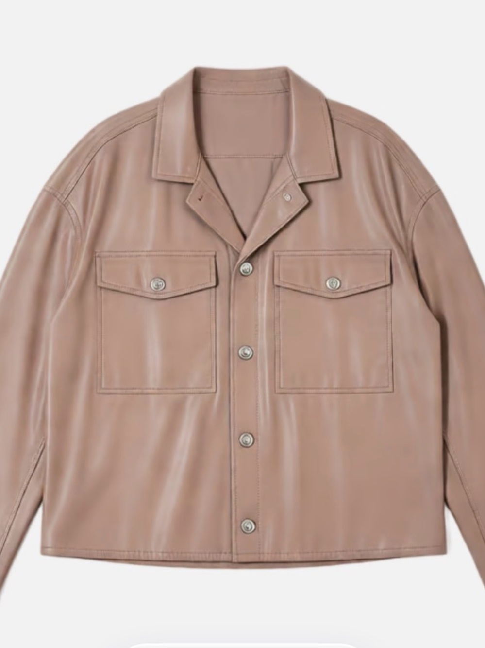 Tahari Women's Faux Leather Shirt Jacket in Taupe
